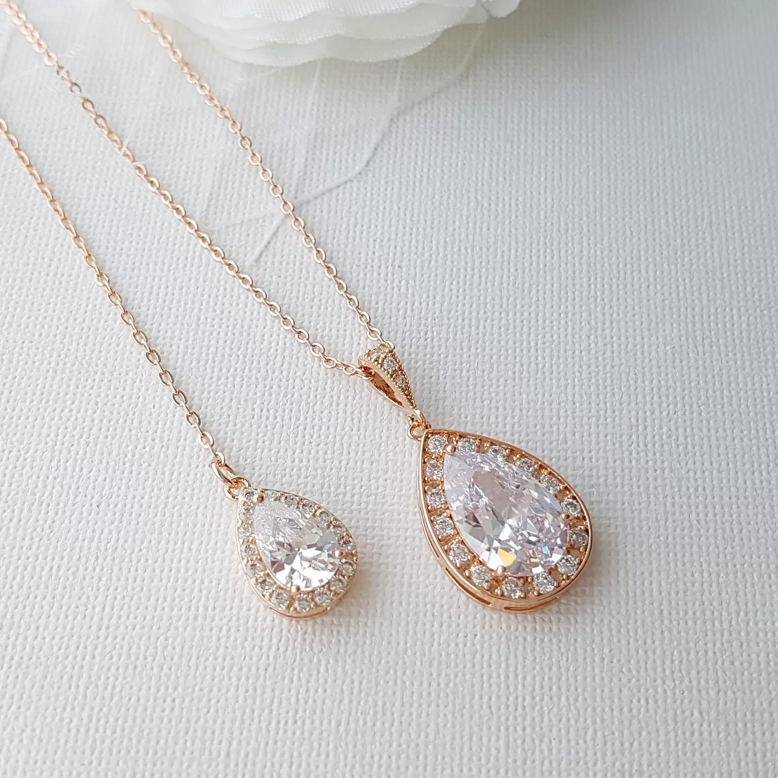 Simple Teardrop Back Necklace for Weddings-Evelyn