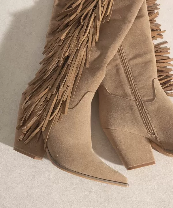 SOMEWHERE OUT WEST - Knee-High Fringe Boots