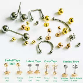 Spiral Circular Twist Labret Piercing Bar Pin Ball Replacement