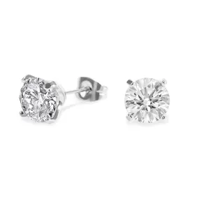 Stainless 8mm round cz stud earrings