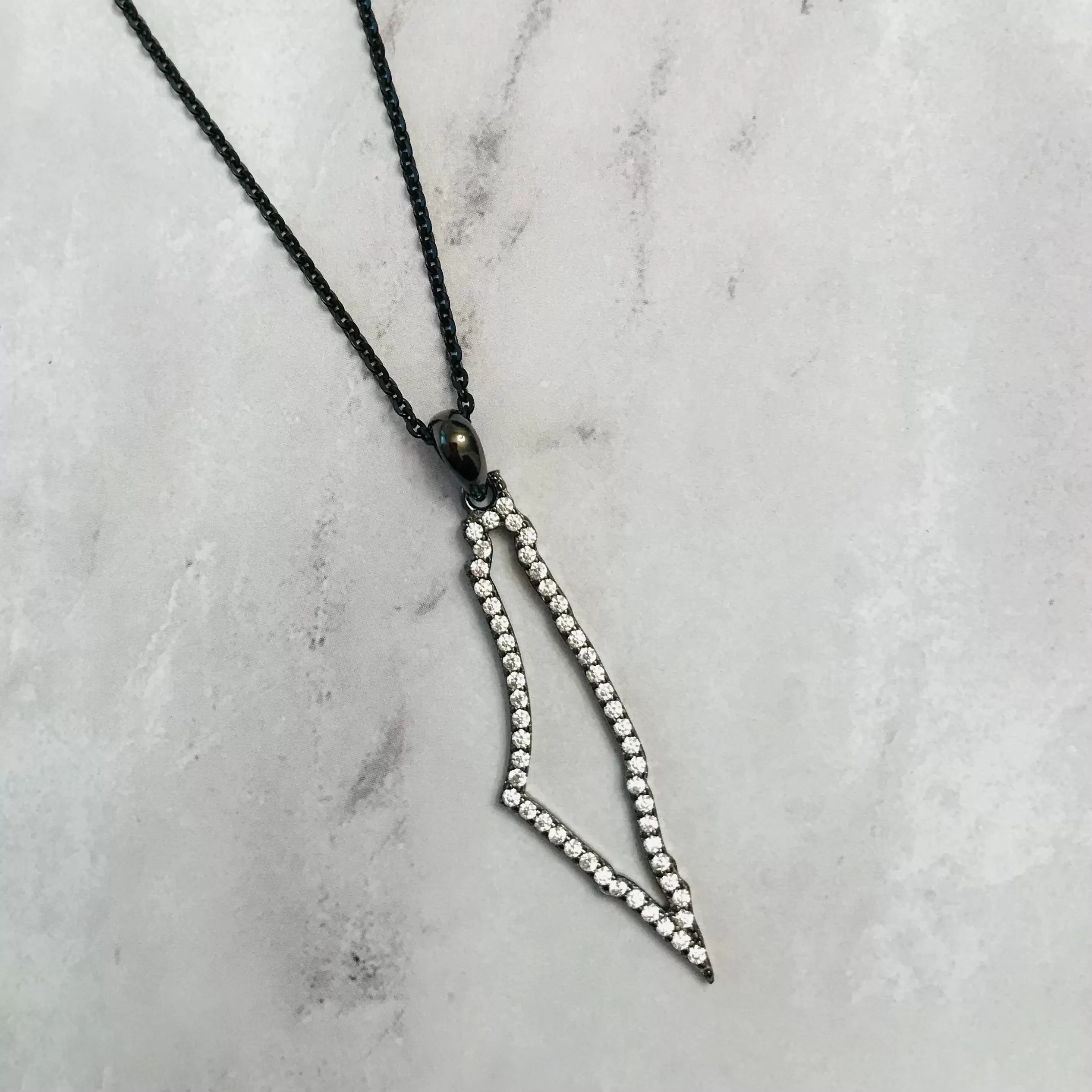 Sterling Silver Palestine Map CZ Outline Necklace - Available in 3 Colors