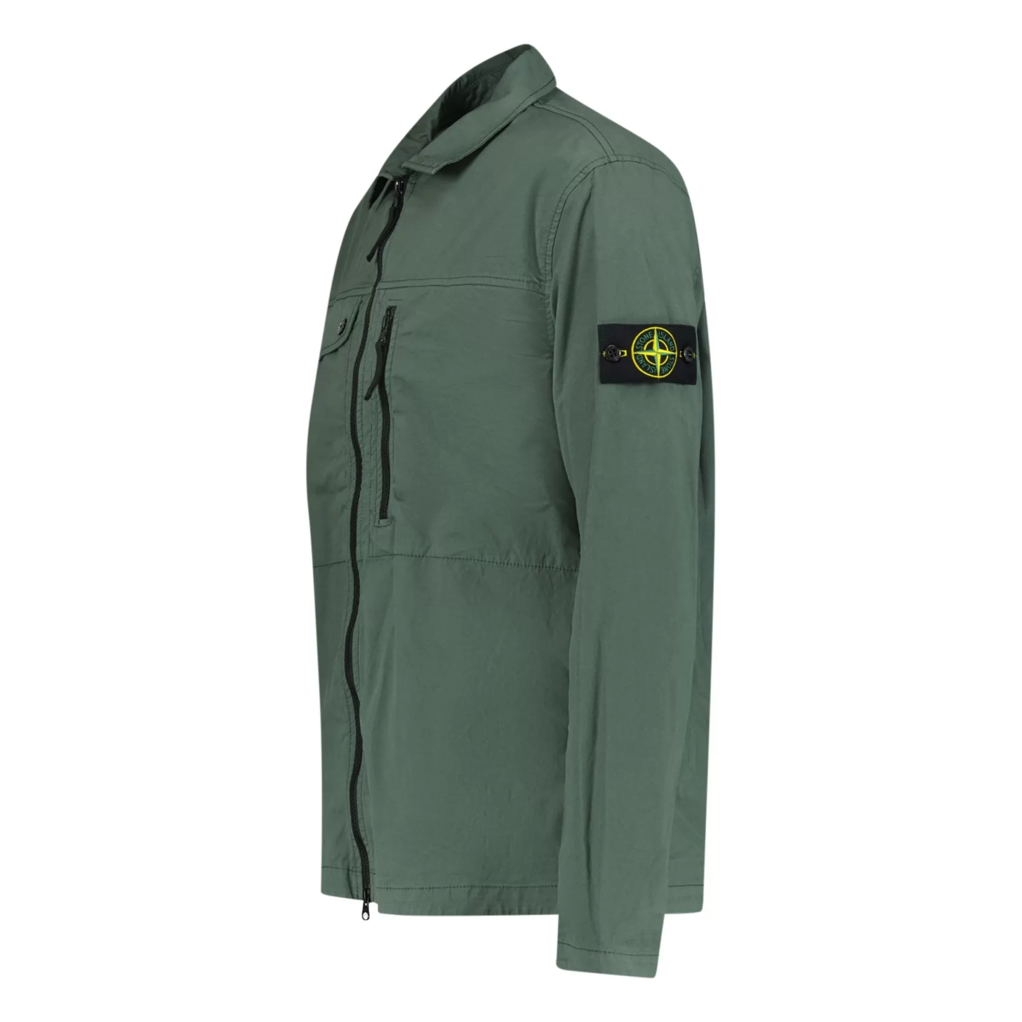 STONE ISLAND SUPIMA COTTON TWILL STRETCH OVERSHIRT JACKET KHAKI GREEN