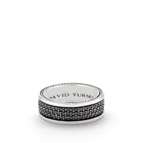 Streamline Three-Row Band Ring with Black Diamonds