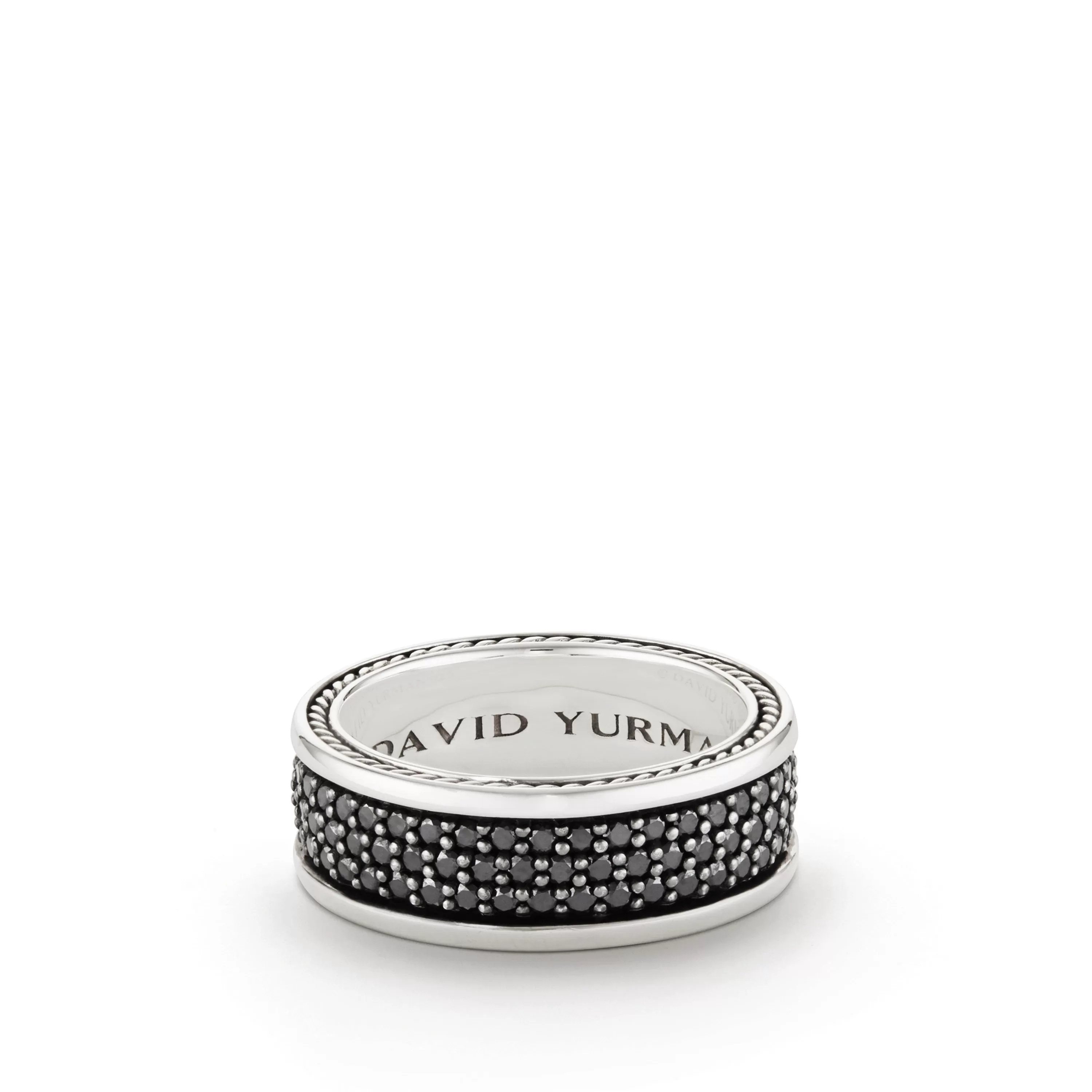 Streamline Three-Row Band Ring with Black Diamonds