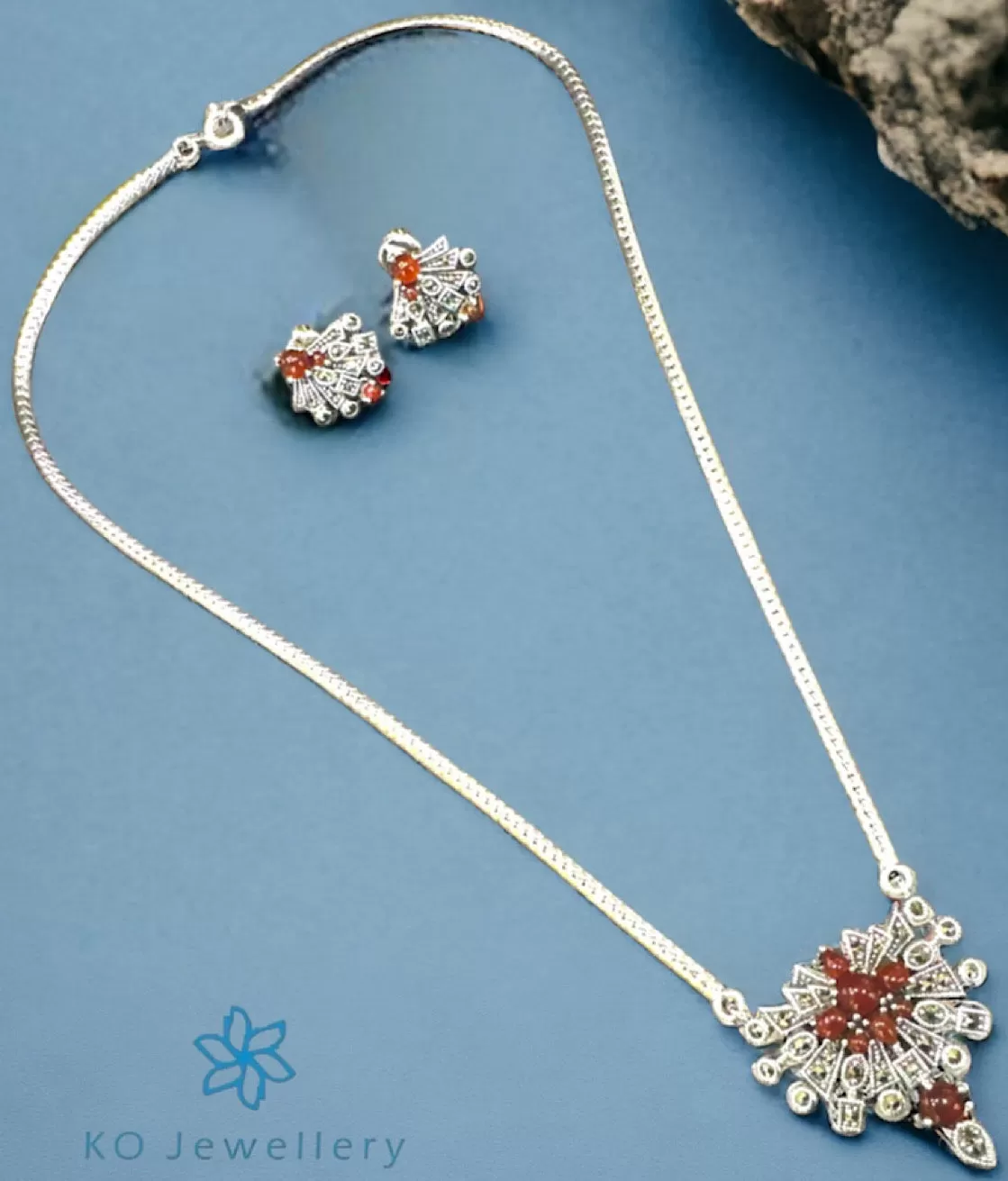 The Arabesque Silver Marcasite Necklace & Earrings