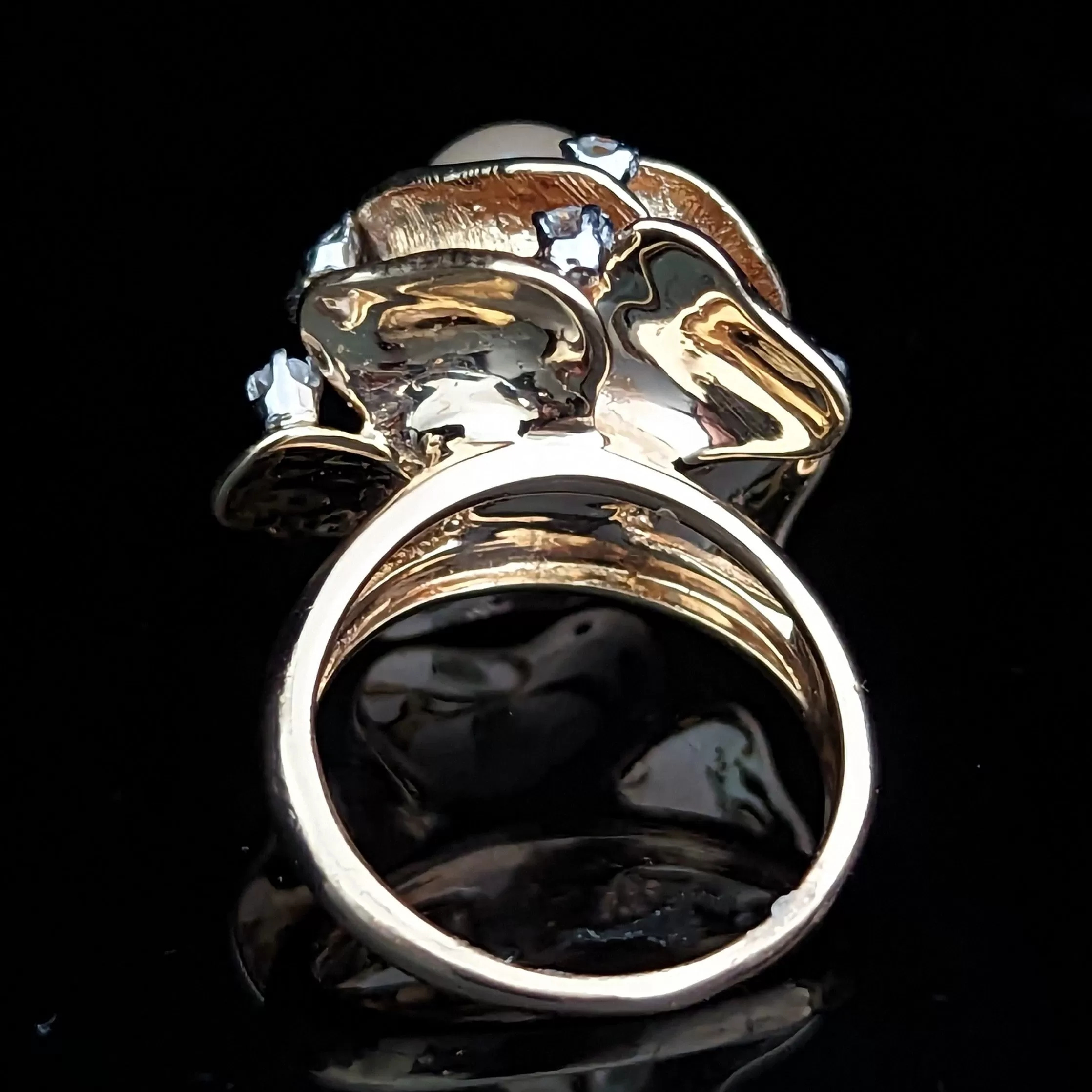 The Savannah - Vintage Pearl Diamond 14k Gold Cocktail Rose Ring c.1960s