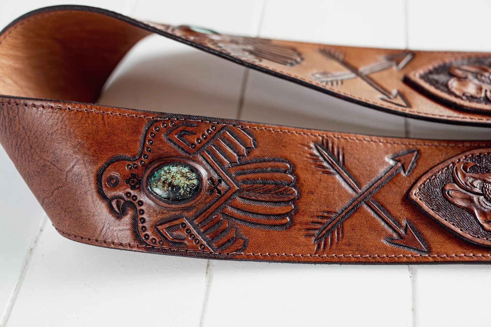 Thunderbird Guitar Strap with Turquoise