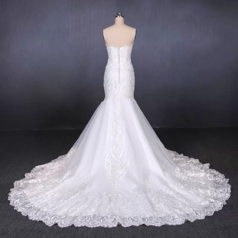 Unique Mermaid Ivory Lace Long Sweetheart Wedding Dresses Wedding Gowns