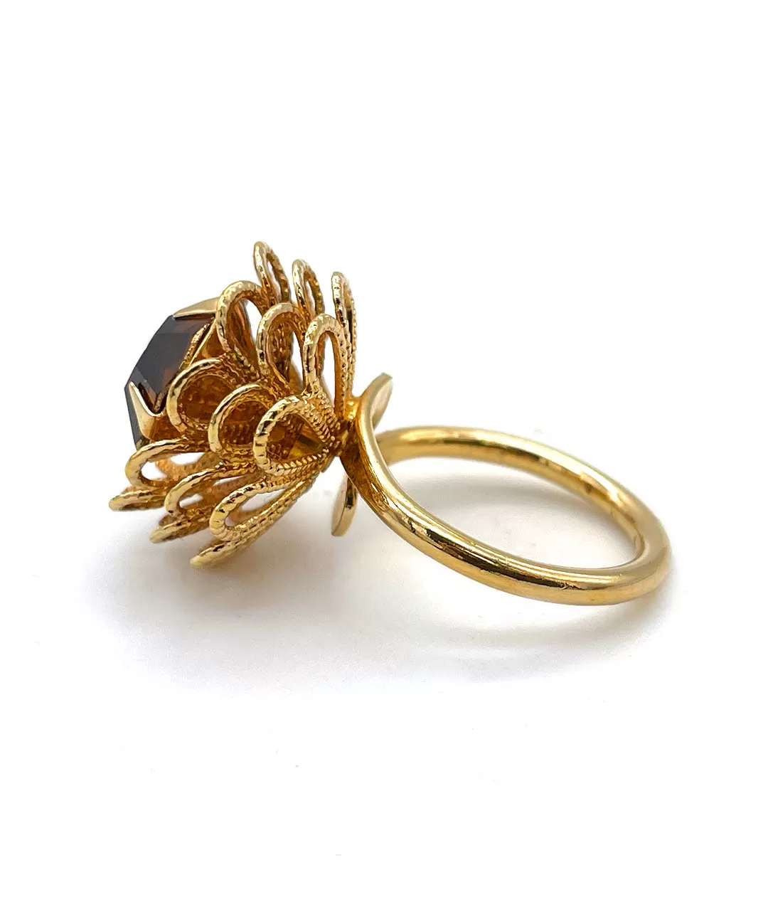 【USA輸入】ヴィンテージ SARAH COV. アンバー フラワー リング/Vintage SARAH COV. Amber Flower Ring