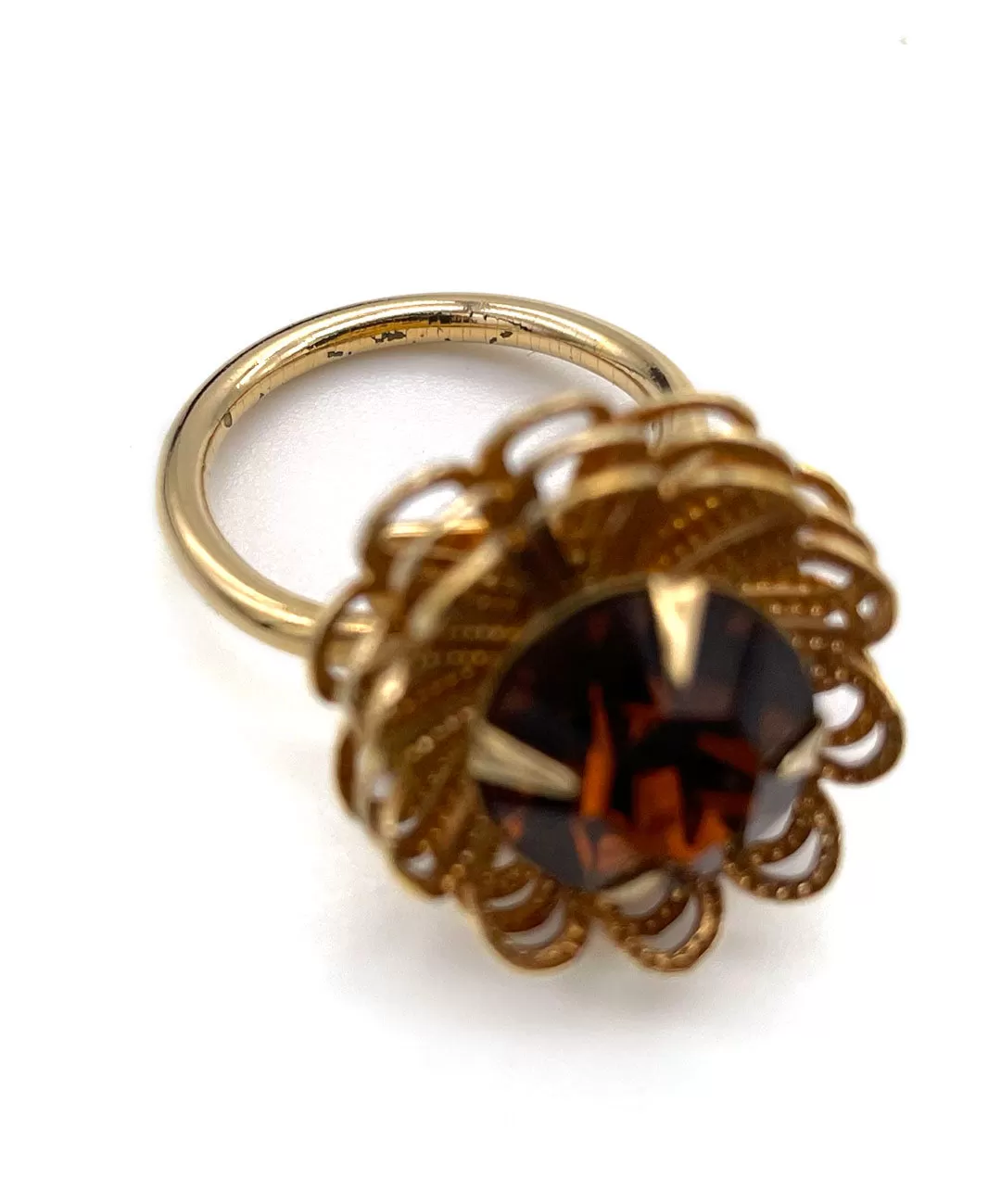 【USA輸入】ヴィンテージ SARAH COV. アンバー フラワー リング/Vintage SARAH COV. Amber Flower Ring