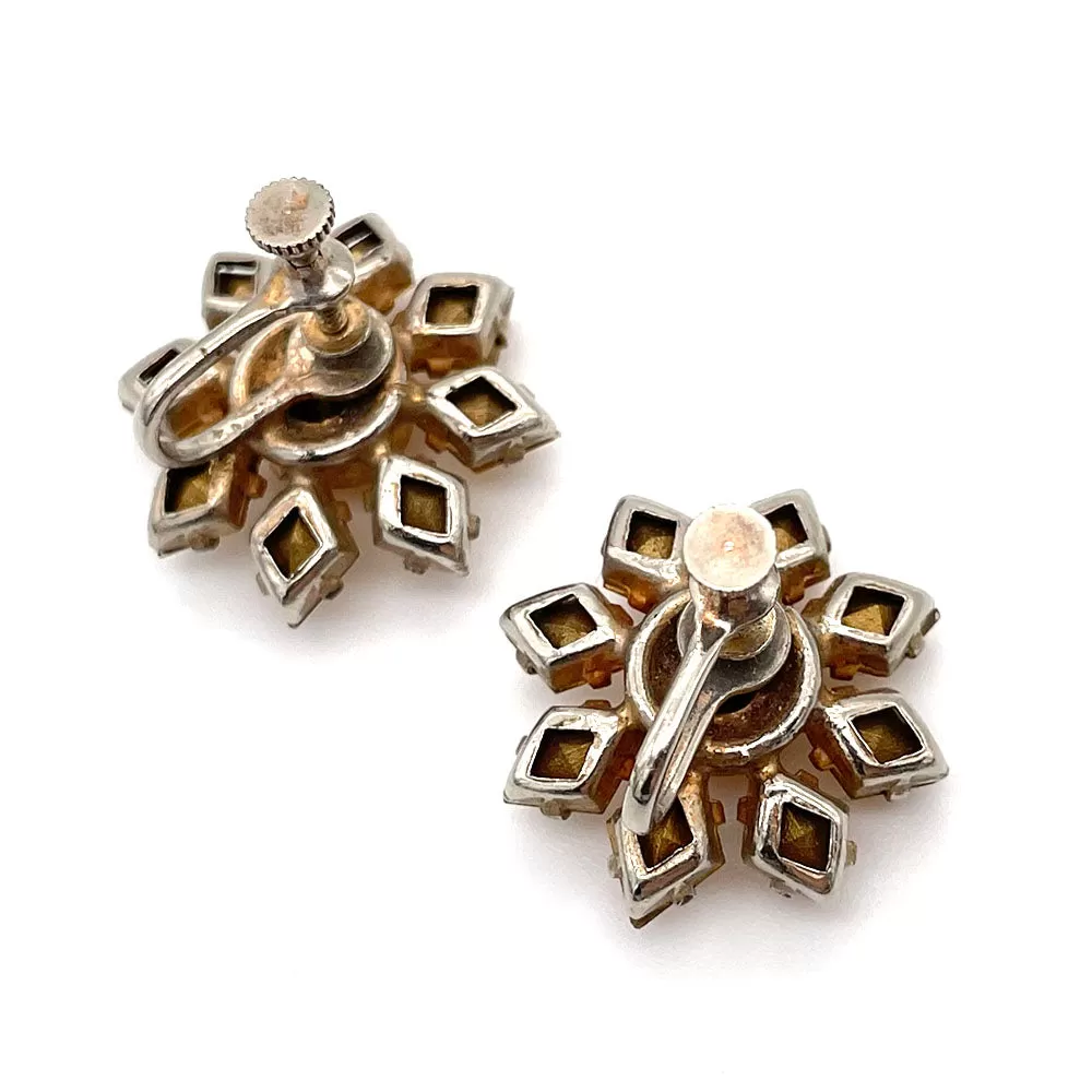 【USA輸入】ヴィンテージ トパーズ ビジュー フラワー イヤリング/Vintage Topaz Bijou Flower Screw Earrings