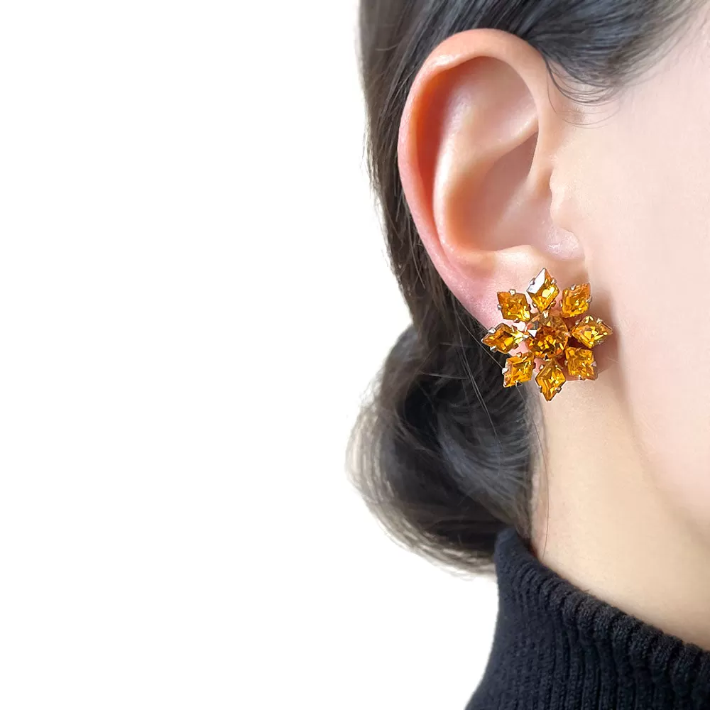 【USA輸入】ヴィンテージ トパーズ ビジュー フラワー イヤリング/Vintage Topaz Bijou Flower Screw Earrings