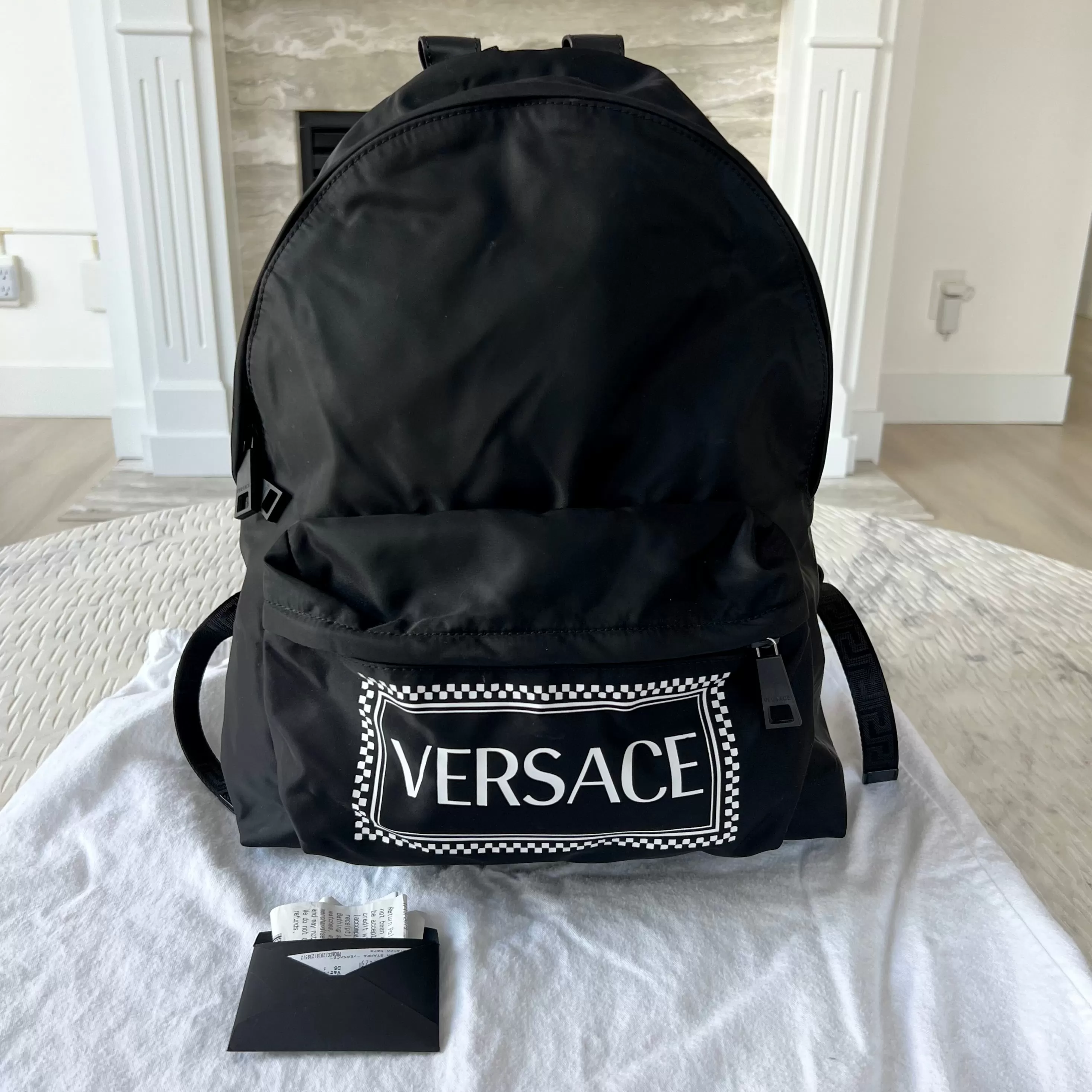 Versace Logo Nylon Backpack