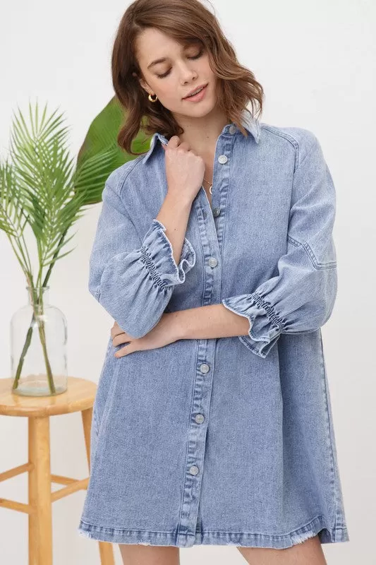 Washed Denim Shirt Dress