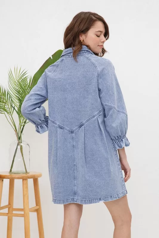 Washed Denim Shirt Dress