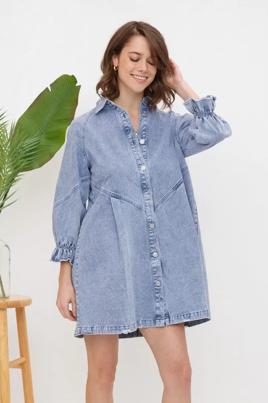 Washed Denim Shirt Dress