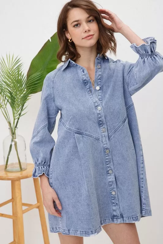 Washed Denim Shirt Dress