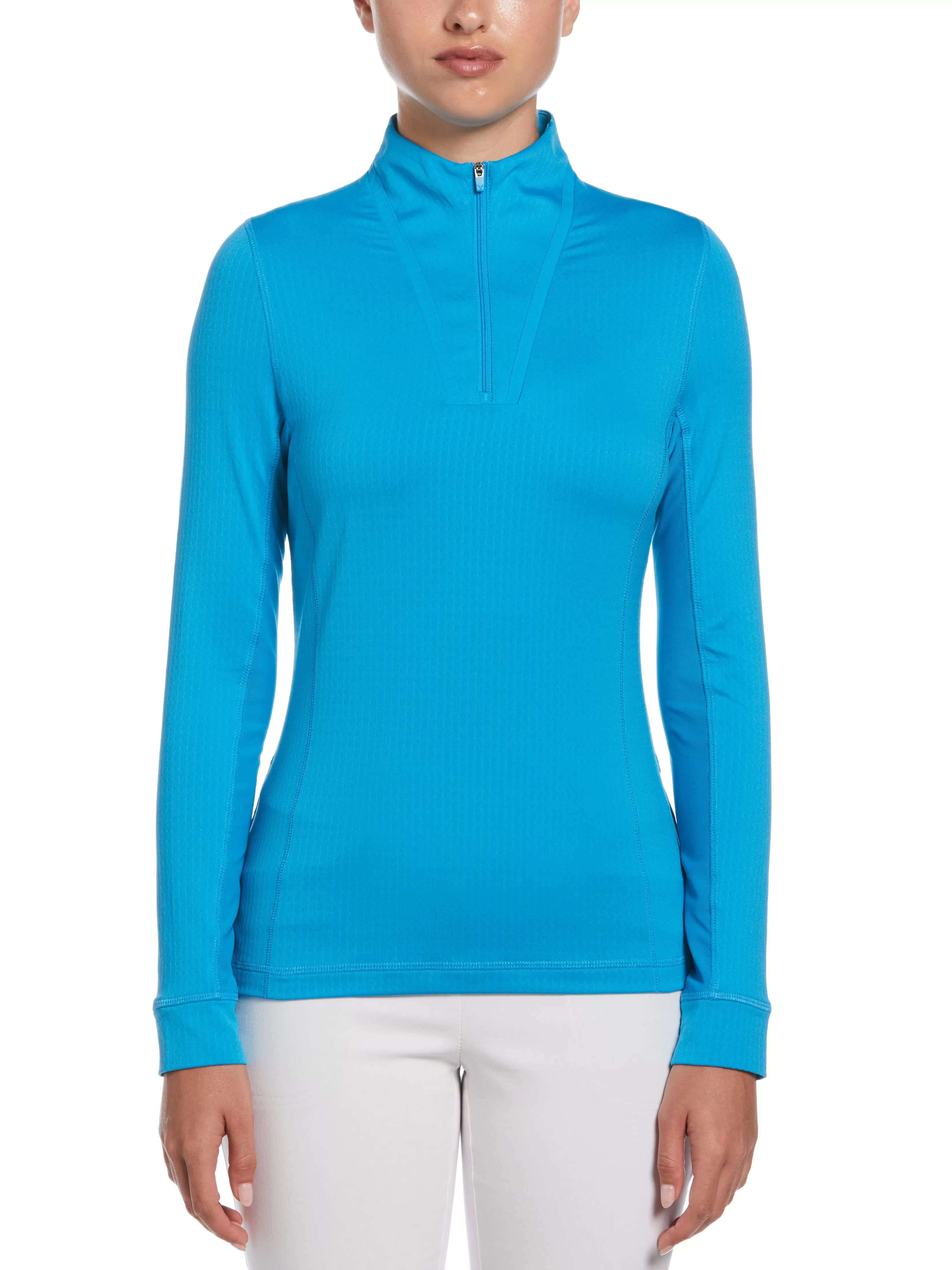 Womens 1/4 Zip Seams Long Sleeve Top