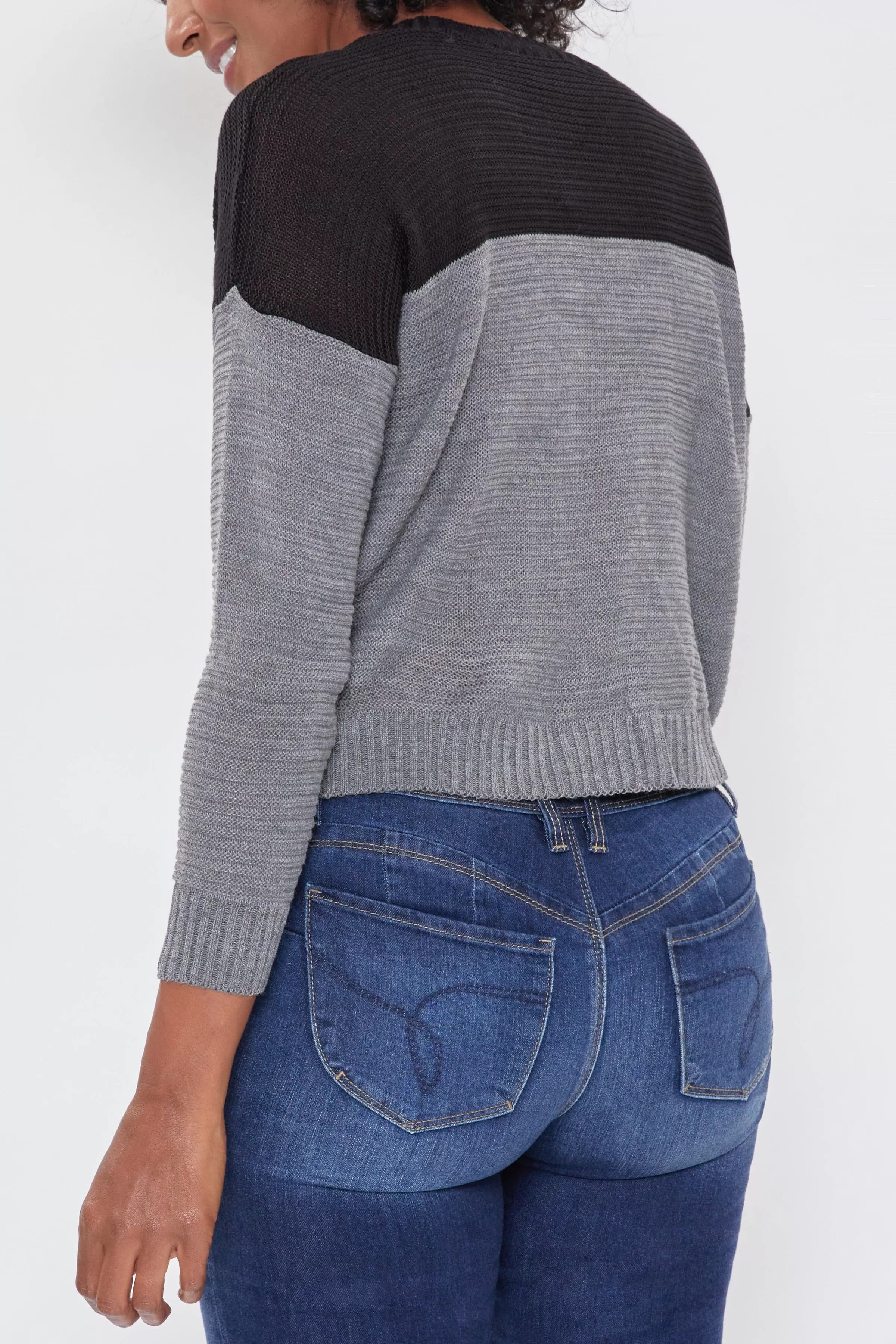 Women's Color Block Long Sleeve Knit Sweater