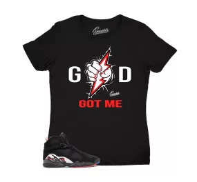 Womens Playoffs 8 Shirt - God Got Me - Black