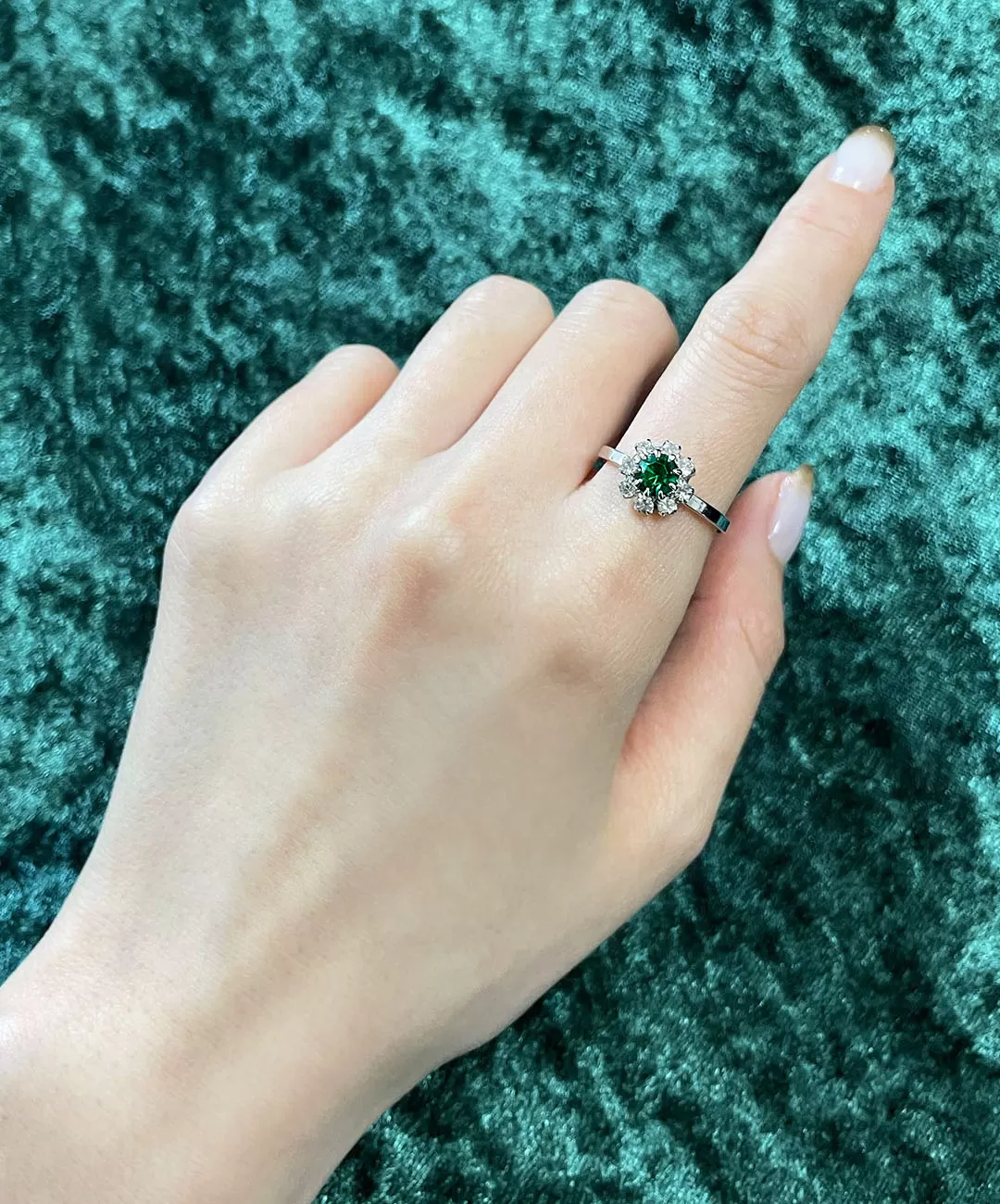 【ドイツ買付】ヴィンテージ SEIBOTH エメラルドグリーン フラワー リング/Vintage SEIBOTH Emerald Flower Ring